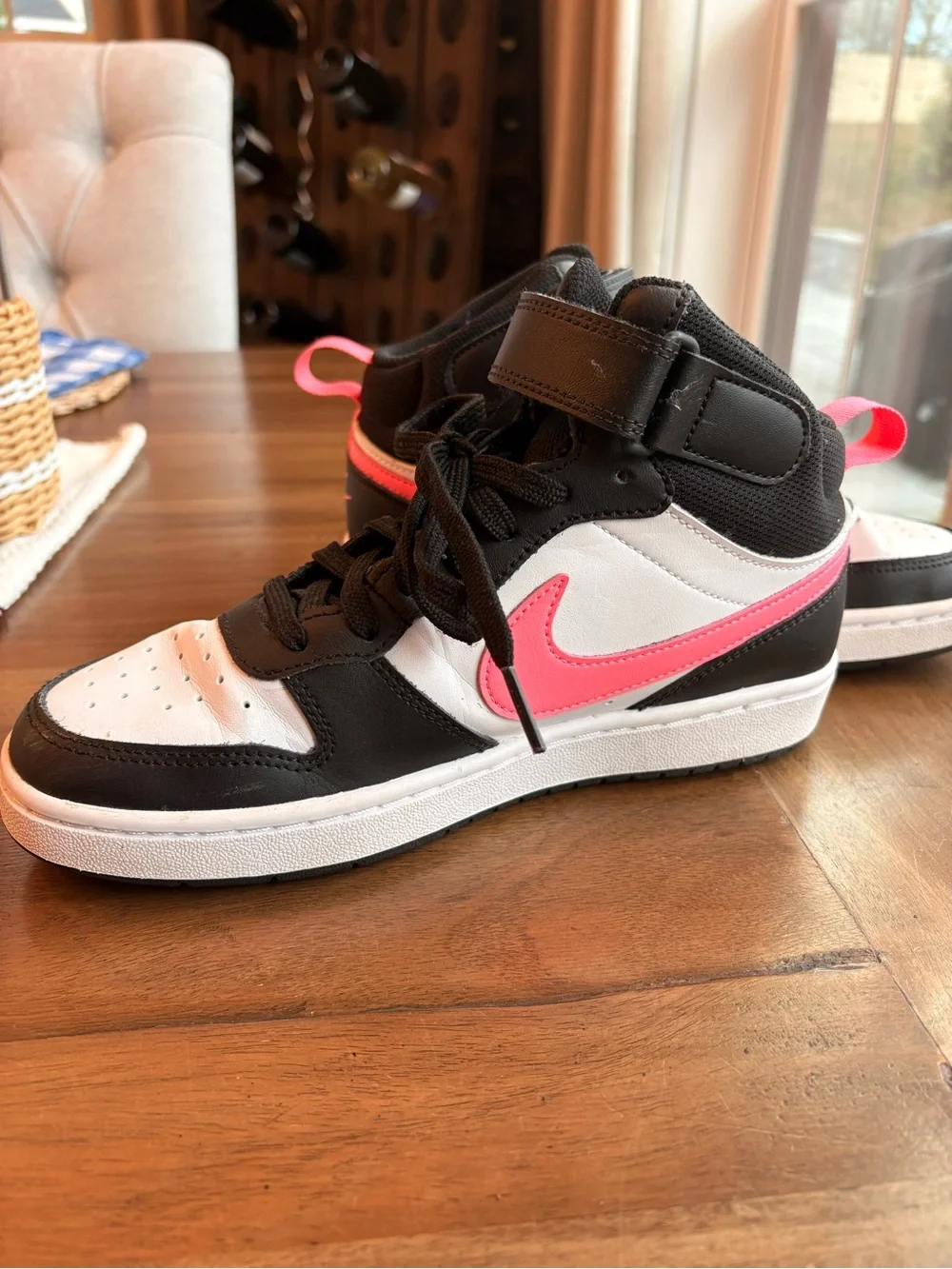 Nike Court Borough Mid 2 Sneakers in Black, White & Hot Pink